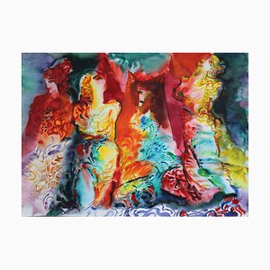 Malda Muizule, Bacchantinnen, Aquarell auf Papier