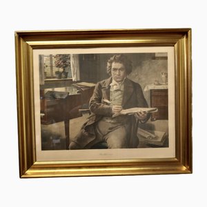 Portrait of Beethoven, 19th Century, Print, Framed