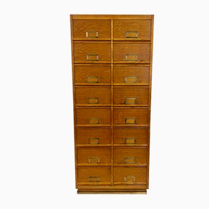 Mid-Century Oak Cabinet with 16 Drawers, 1950s