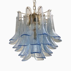 Lámpara de araña Selle de cristal de Murano en azul de Simoeng