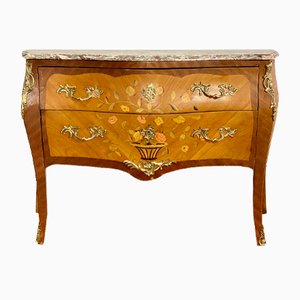 Chest of Drawers with Floral Decor & Marble Top