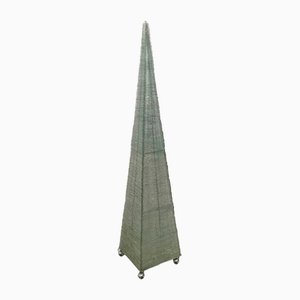 Postmodern Green Pyramid Floor Lamp with Green Glass Beads, Italy, 1980s