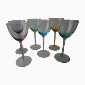 Colorful Murano Glass Dessert Wine Glasses by V. Nason, Set of 6