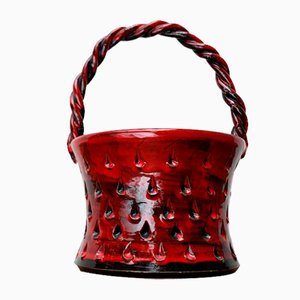 Italienische Erdbeer Keramik Vase von Fratelli Fantullacci für Bitossi, 1960er