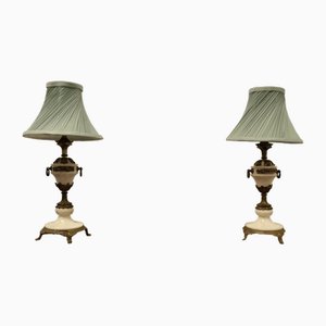 White Marble and Ormolu Table Lamp in Greek Style, 1940s, Set of 2