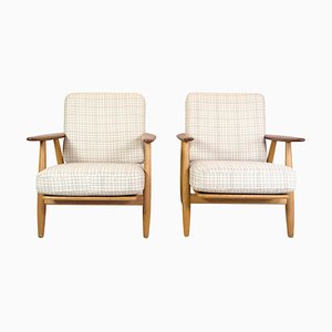Original Teak and Oak Cigar Lounge Chairs attributed to Hans J. Wegner for Getama, 1960s, Set of 2