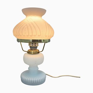 Vintage Opaline Glass and Brass Table Lamp, 1970s