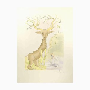 Salvador Dali, Le Cerf reflété dans l'eau, Eau-forte, 1974