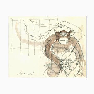 Mino Maccari, Gorilla, dibujo a lápiz y acuarela, años 70