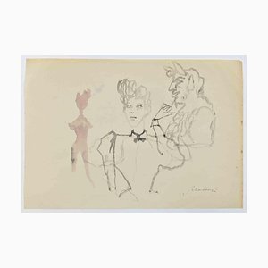 Mino Maccari, Der Teufel, Aquarellzeichnung, 1960er