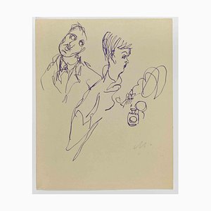 Mino Maccari, La coppia, Disegno a china, anni '40