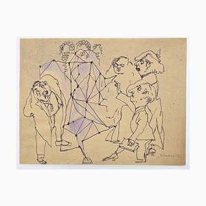 Mino Maccari, The Puzzling Show, Dibujo a tinta, años 60