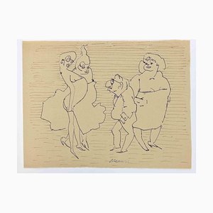 Mino Maccari, Donne civettuole, Disegno a china, anni '60