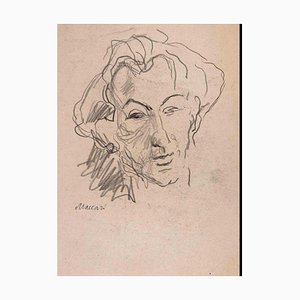 Mino Maccari, Portrait, Dessin au Crayon, 1935