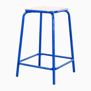 French Bright Blue Laboratory Stool, 1970s