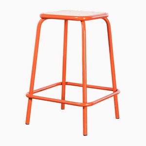 French Bright Red Laboratory Stools, 1970s, Set of 3