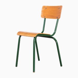 French Mullca Dark Green Simple Stacking Dining Chair, 1960s