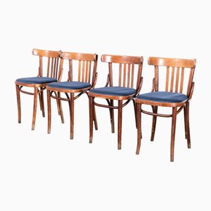 Bentwood Upholstered Upholstered Bistro Chairs, 1960s, Set of 4
