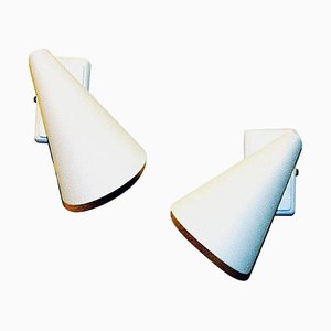 Vintage Cone Wall Sconces in White Metal by Värnamo Ab, 1950s, Set of 2
