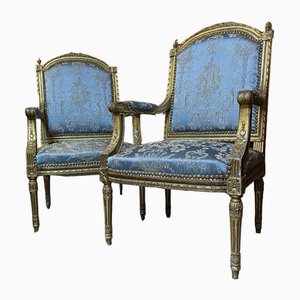 French Gilt Wood Chairs, Set of 2