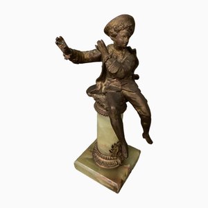 Young Marquis in Gilt Patina Bronze on Onyx Column