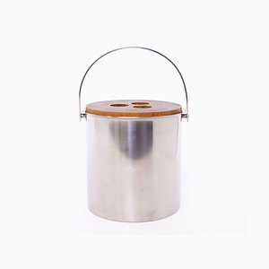 Teak and Stainless Steel Ice Bucket by Arne Jacobsen for Stelton, 1960s