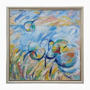 Al viento, década de 1990, pintura al óleo, enmarcado
