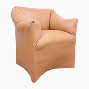 Stuhl aus cognacfarbenem Leder von Mario Bellini für Cassina