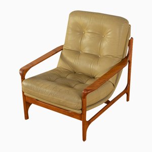Armchair in Teak & Leather, 1960s
