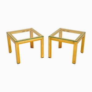Italian Brass Side Tables attributed to Zevi, 1970s, Set of 2