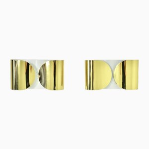 Golden Foglio Sconces attributed to Tobia & Afra Scarpa for Flos, 1960s, Set of 2