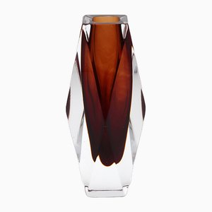Small San Marco Amber Murano Glass Vase by Alessandro Mandruzzato
