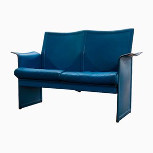 Korium 2-Seater Sofa in Blue Leather by Titoli Agnoli for Matteo Grassi, 1970s