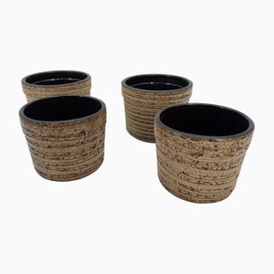 Ceramic Flower Pots in the style of Sgrafo, Germany, 1960s, Set of 4