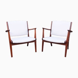 Sessel mit Lederpaspeln, 1950er, 2er Set