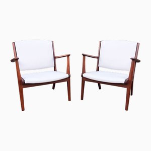 Set of Easy Chairs with Leather Piping, 1950s