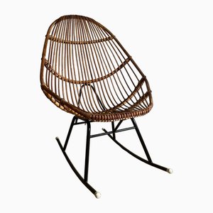 Italian Bamboo Rocking Chair, 1960s