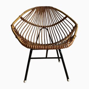 Sedia in bambù con struttura in metallo, Italia, anni '60