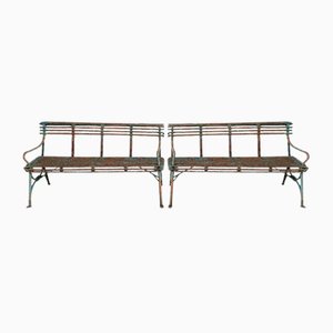 Set of Antique 19th Century Iron Garden Benches from Arras
