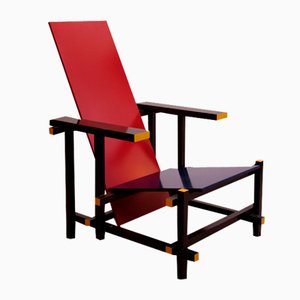 Stuhl in Rot & Blau von Gerrit Rietveld für Cassina, 1980er