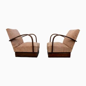 Art Deco Armchairs with Arched Armrest, 1930s, Set of 2