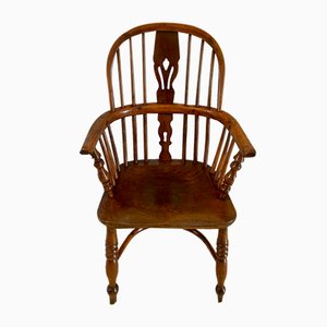 George III Yew Wood Windsor Armchair, 1800s