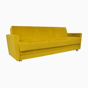 Sofá de terciopelo amarillo, años 60