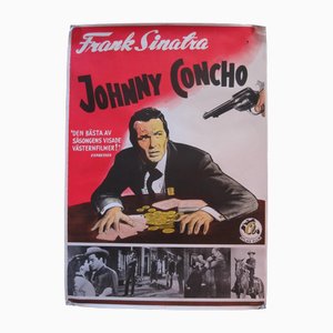 Póster de película original sueco Frank Sinatra Johnny Concho, años 60