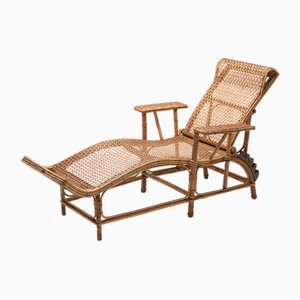 Rattan & Bamboo Chaise Lounge by Perret & Vibert, 1910s
