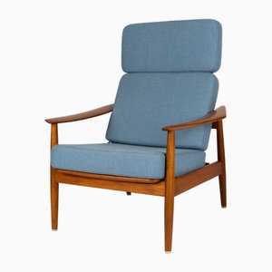 Poltrona con schienale alto in teak di Arne Vodder, anni '60