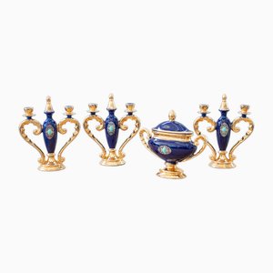 Candelabro e vaso in ceramica di Faenza, set di 4