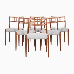 Mid-Century Danish Chairs in Teak and Fabric Model 79 attributed to Niels Otto Møller, Set of 6