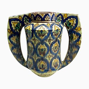 Vaso Art Nouveau fatto a mano e smaltato a mano di Pamenière, anni '30