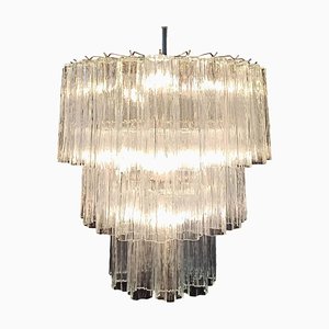 Large Three-Tier Murano Glass Tube Chandelier, 1990s